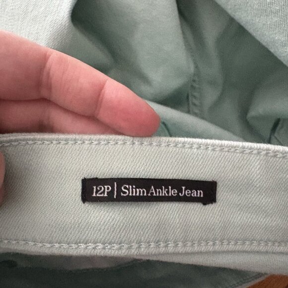 Talbots Petite Women 12P Mint Green Denim Cotton Blend Stretch Slim Ankle Jean - Picture 9 of 10